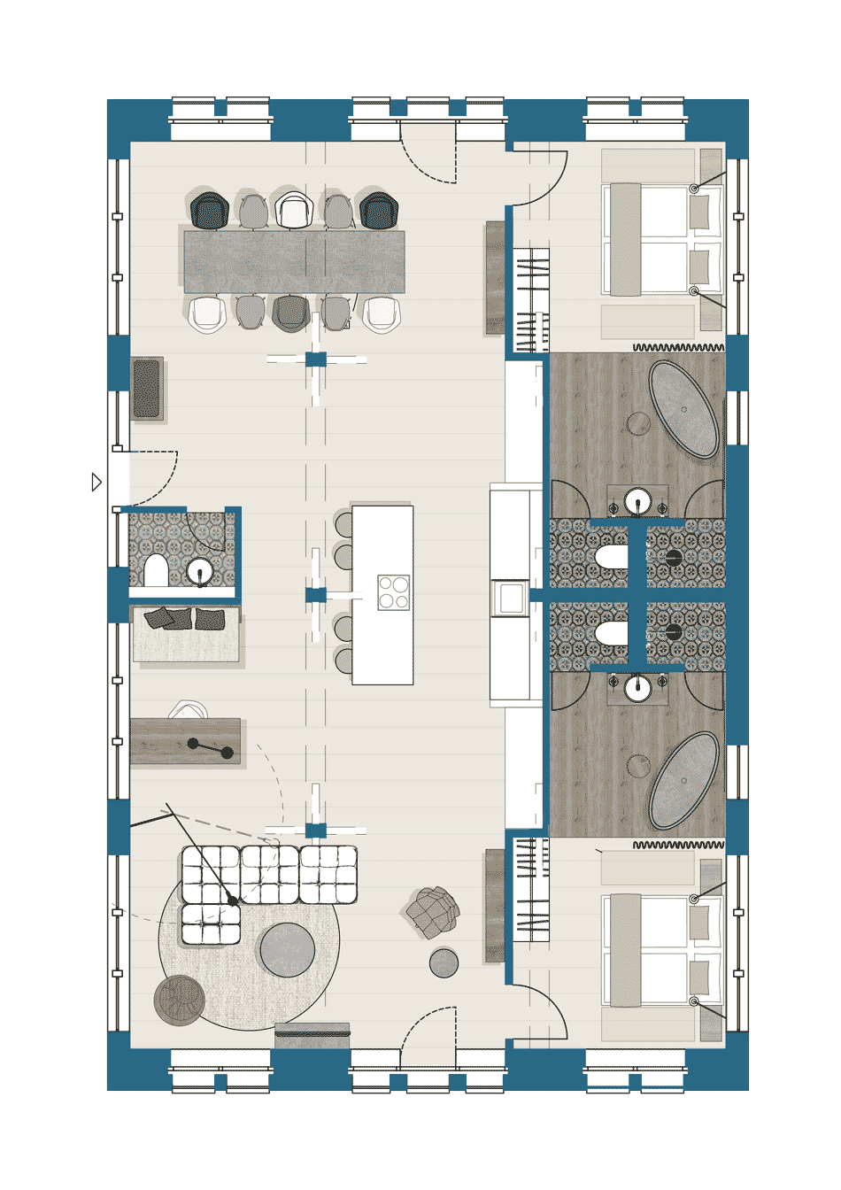 Umnutzung Speicher: Grundriss der Wohnung 4.1 mit 3 Zimmern auf 145 qm