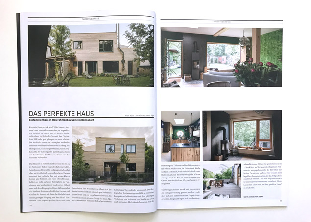 Foto eines Artikels im Magazin CUBE. Die Überschrift lautet "Das perfekte Haus".