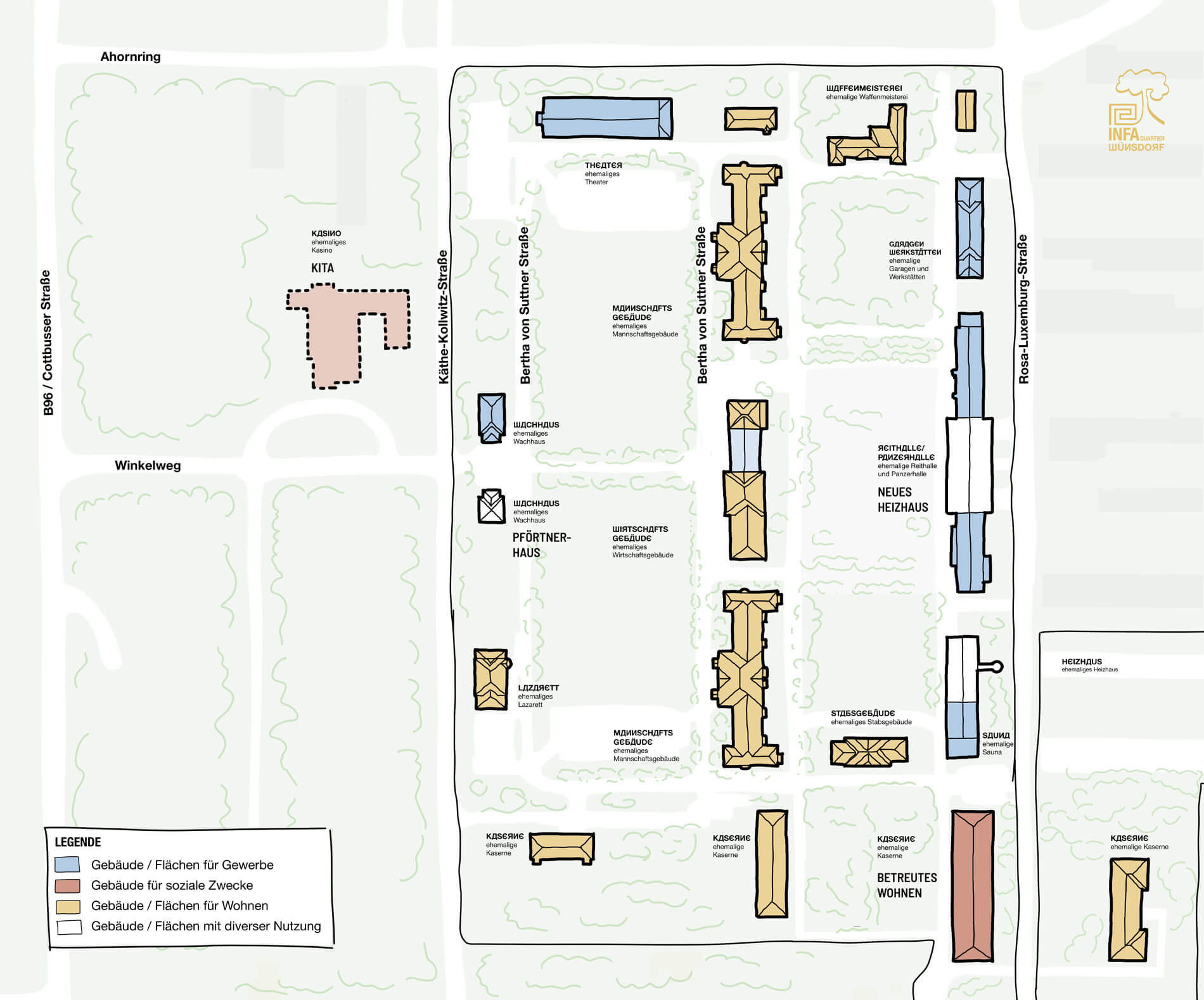 Lageplan des ca 11 Hektar großen Denkmalensembles des INFA Quartiers