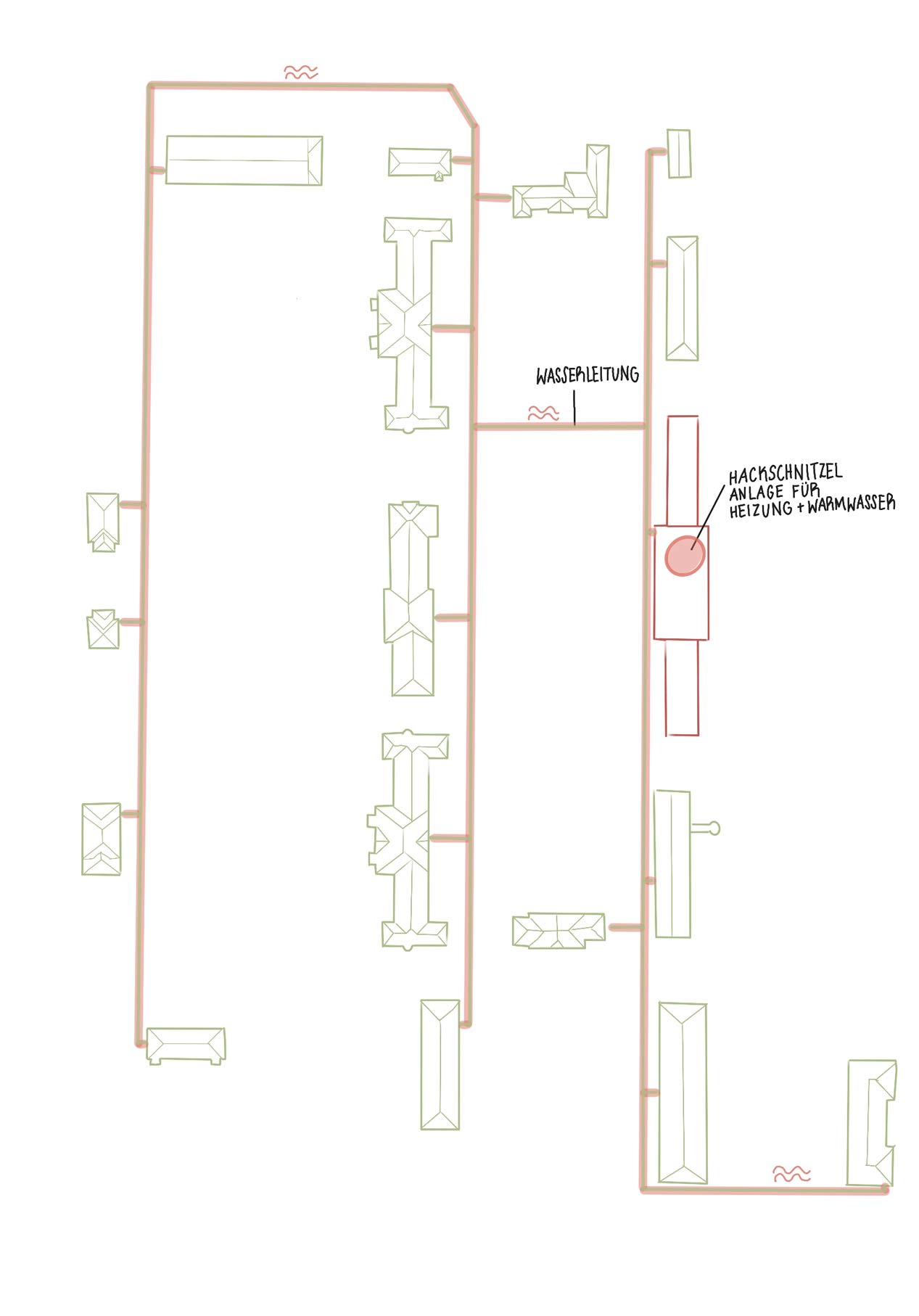 INFA-HEIZ_Leitungsplan Übersicht der Versorung vom Heizhaus zu den einzelnen Gebäuden