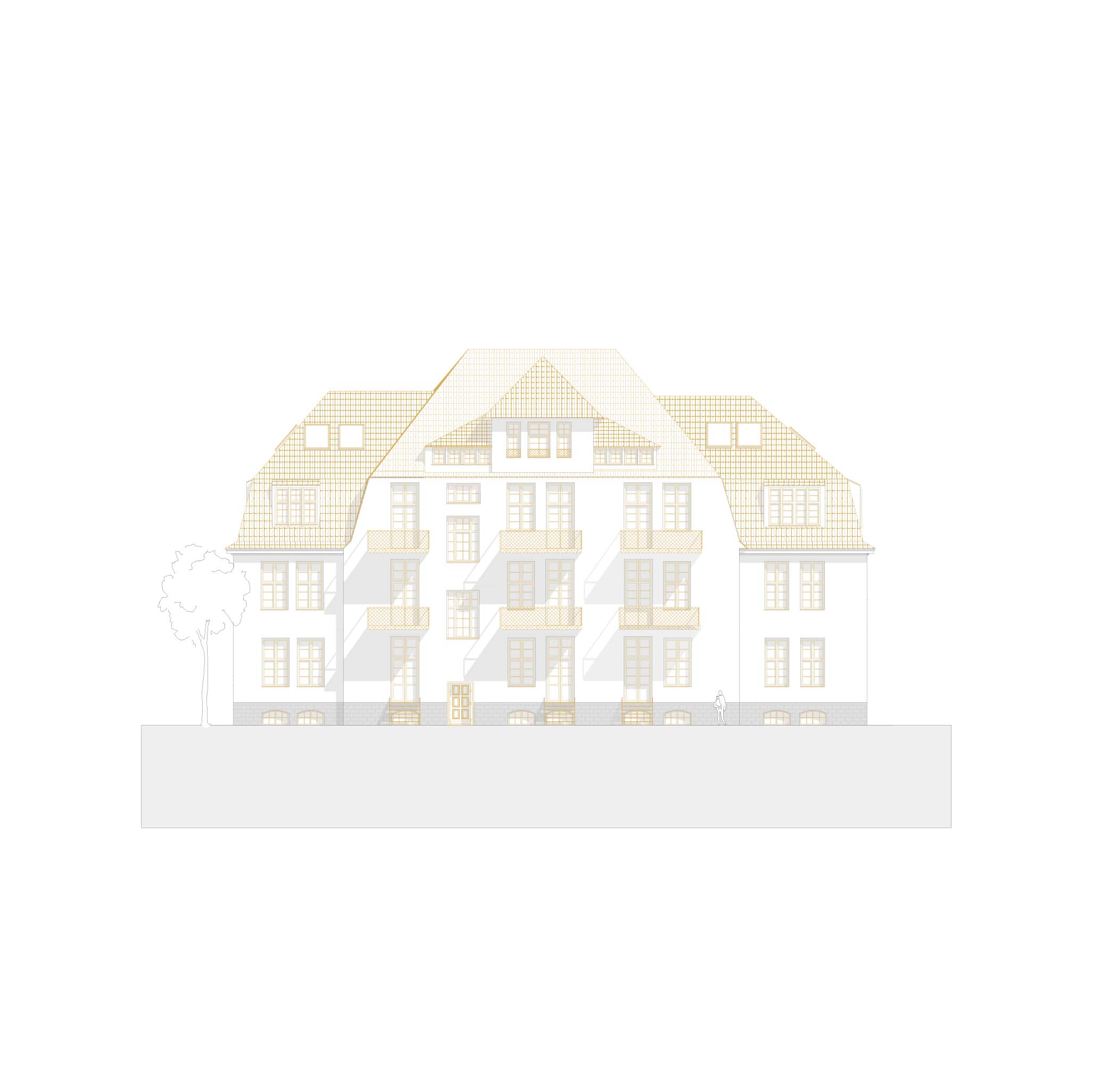 Ansicht des ehemaligen Stabsgebäudes - Gartenseite