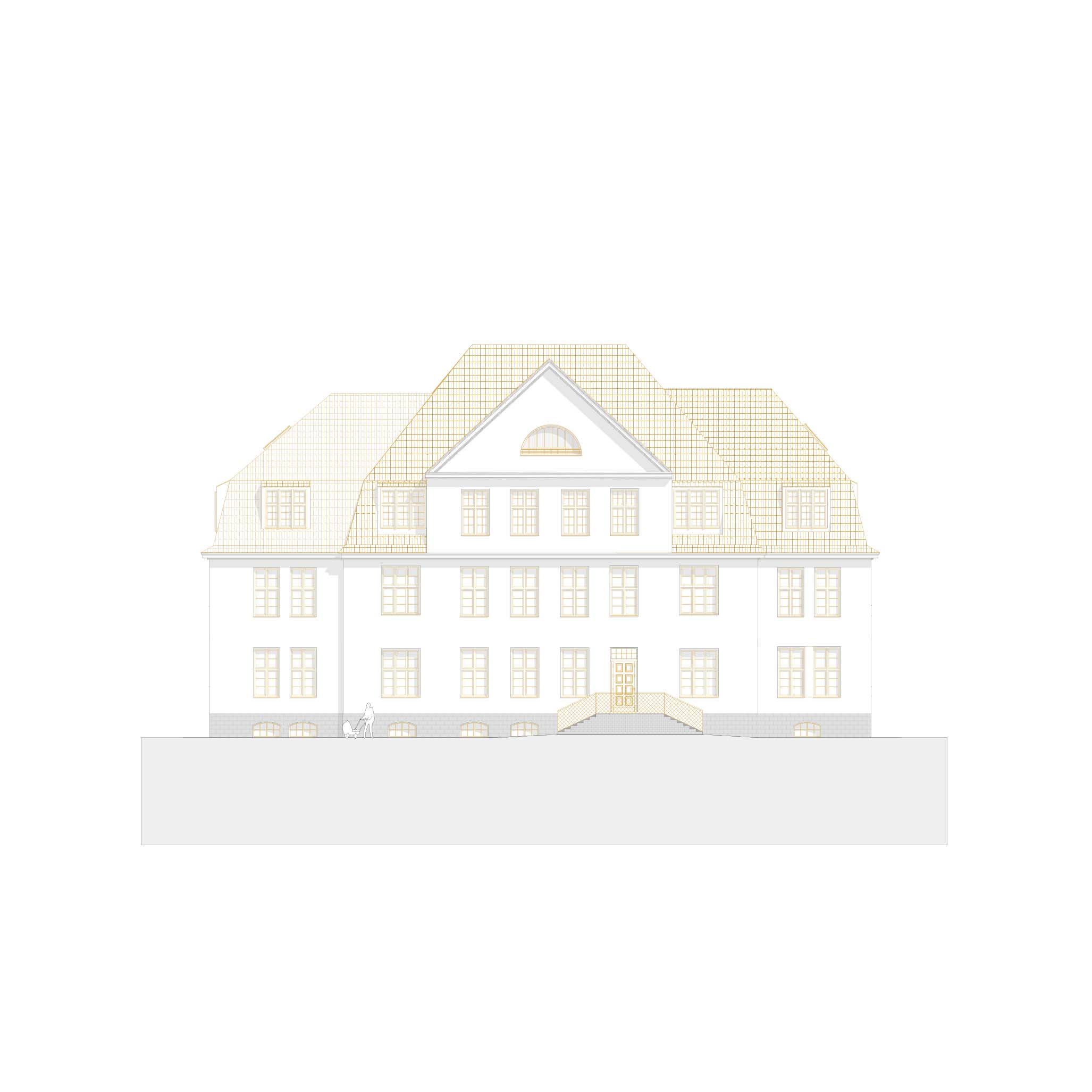 Ansicht des ehemaligen Stabsgebäudes - Vorderseite