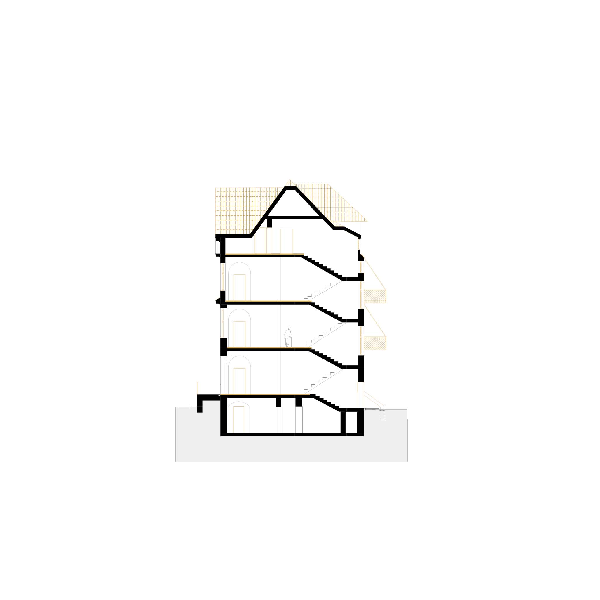 Querschnitt durch das ehemalige Stabgebäude