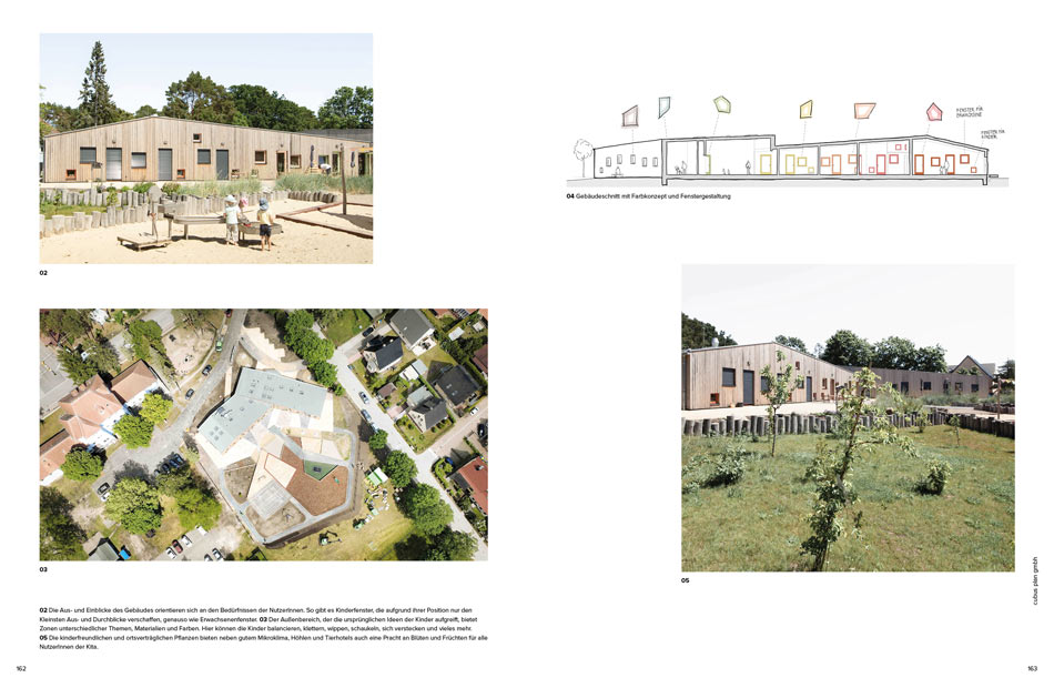 Doppelseite im Jahrbuch der Architektur 2025/2026 Kita in Zinnowitz