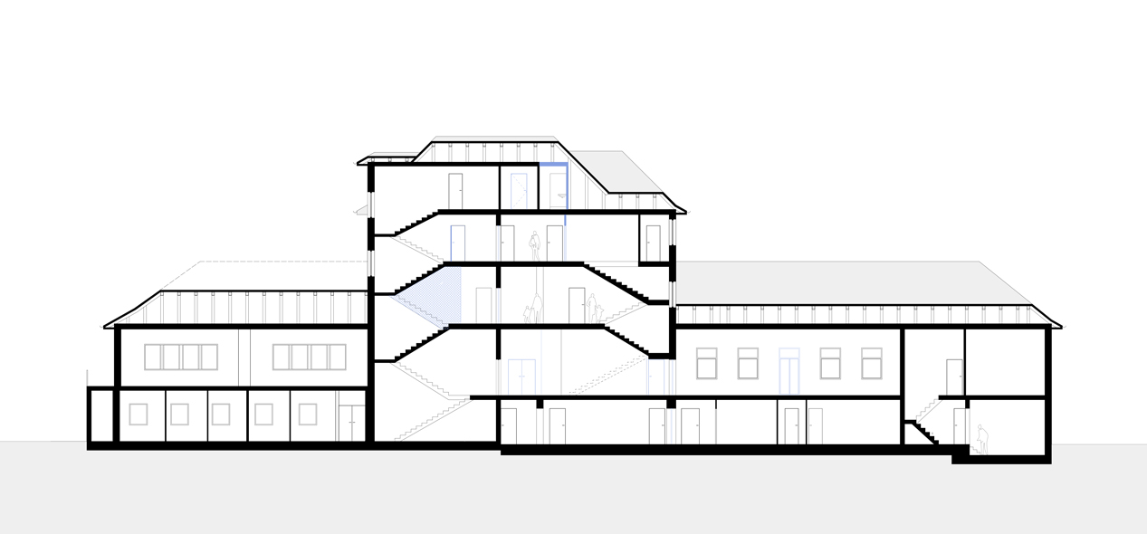 Querschnitt der alten Villa, die in eine Kita umgebaut wurde.