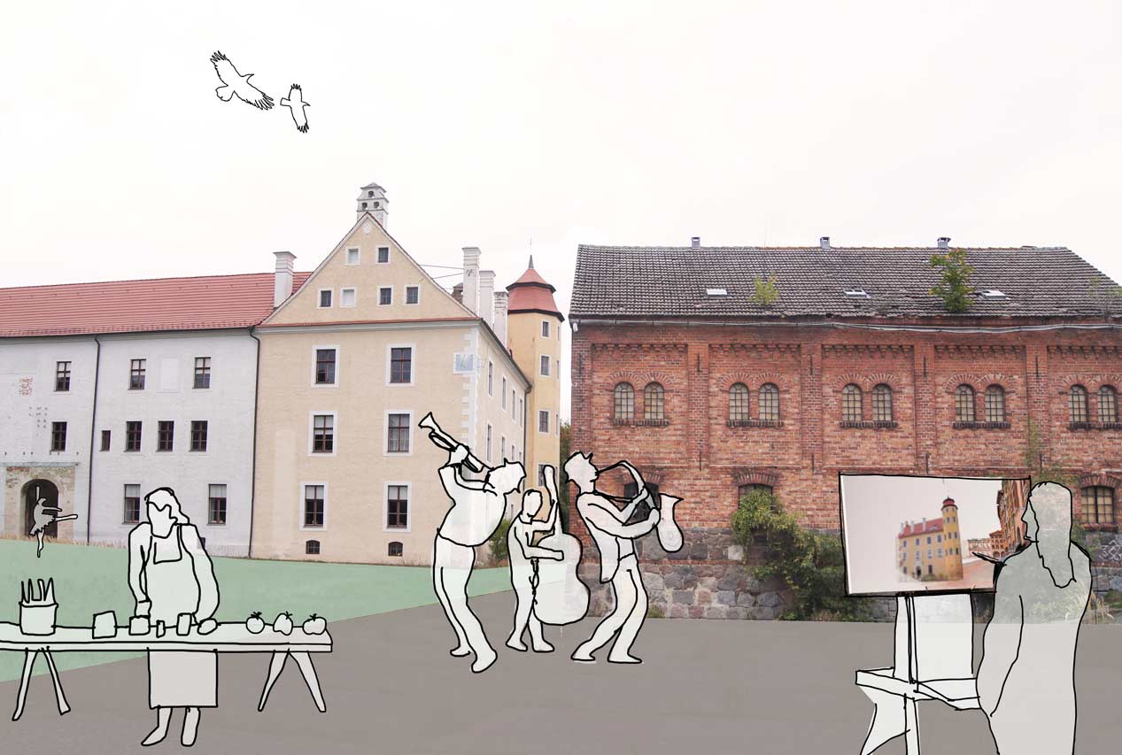 Collage der möglichen Nutzung am Schloss Penkun