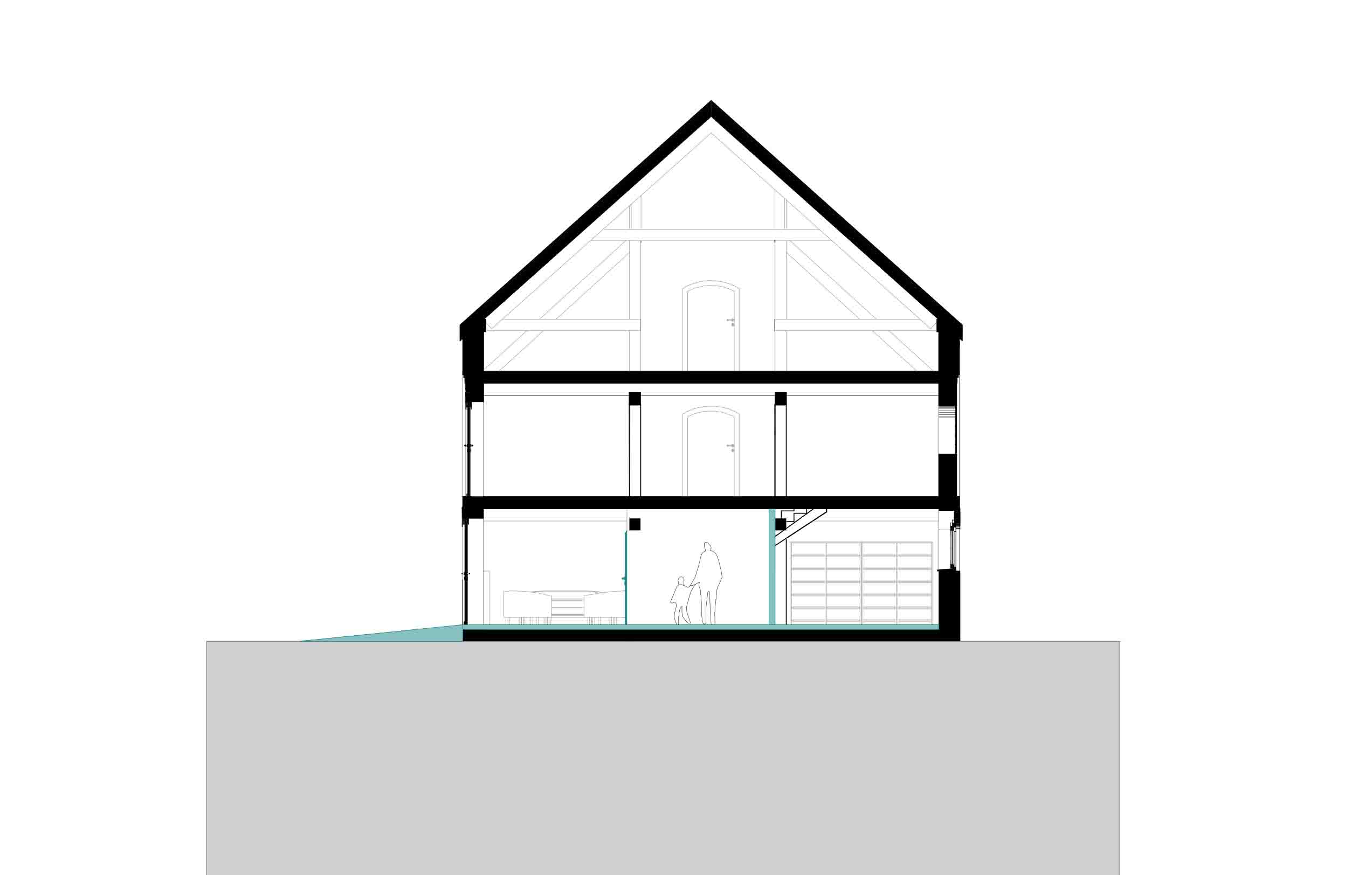 Regionalladen Penkun, Querschnitt durch das Gebäude