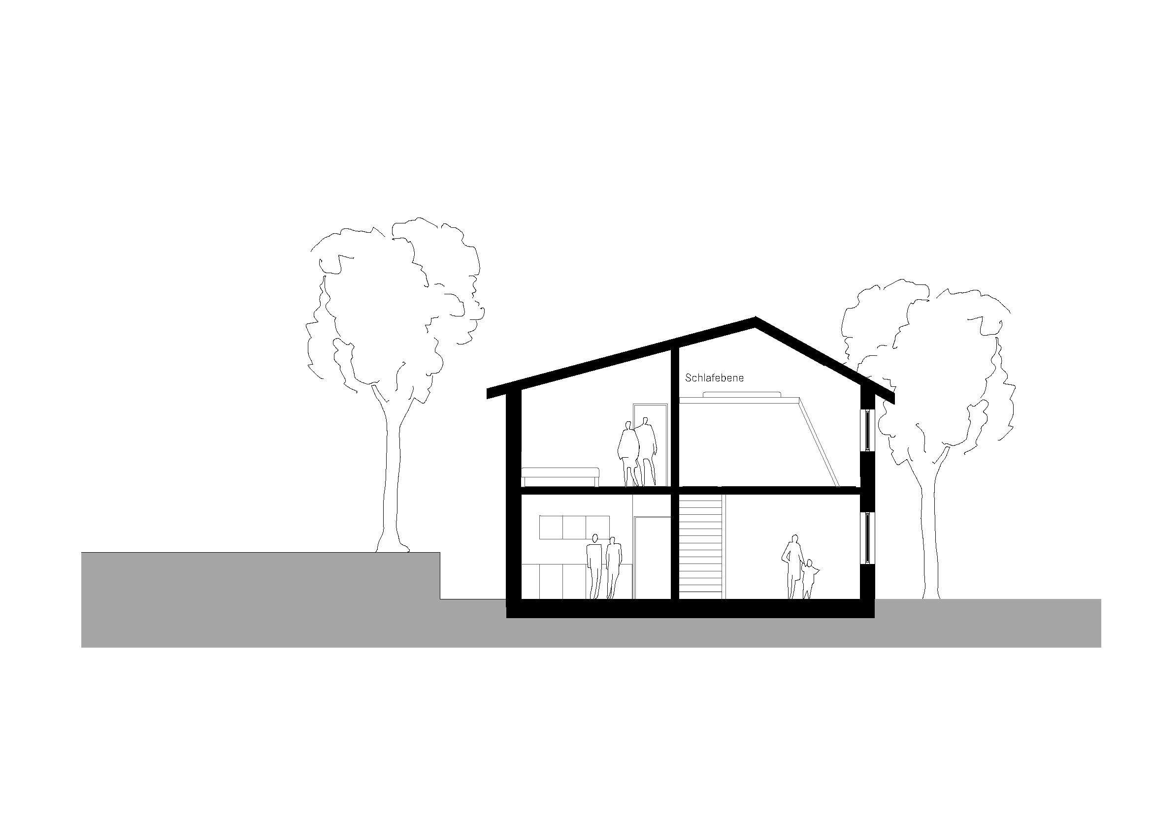 Schnitt des Blauen Hauses.