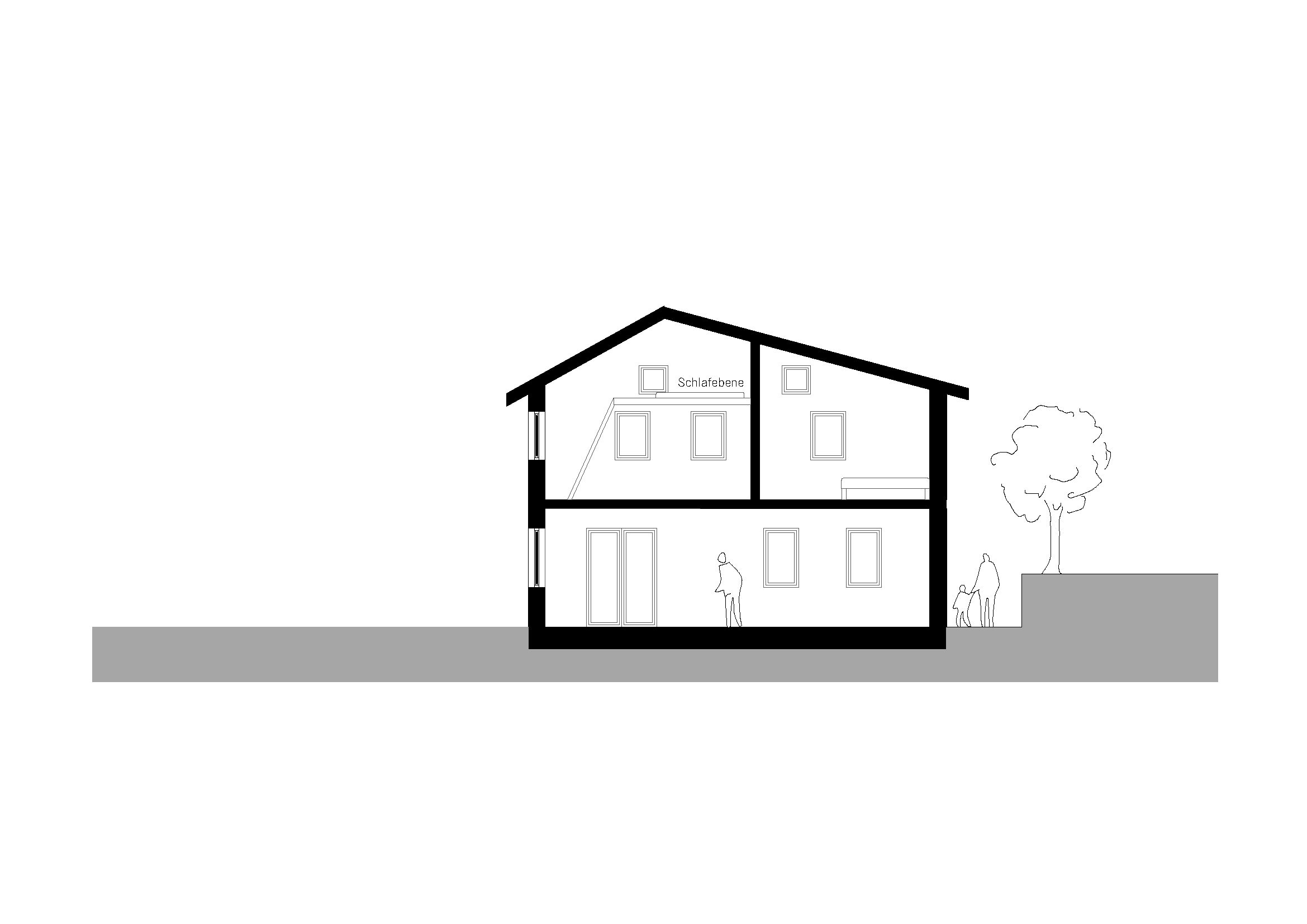 Schnitt des Blauen Hauses.