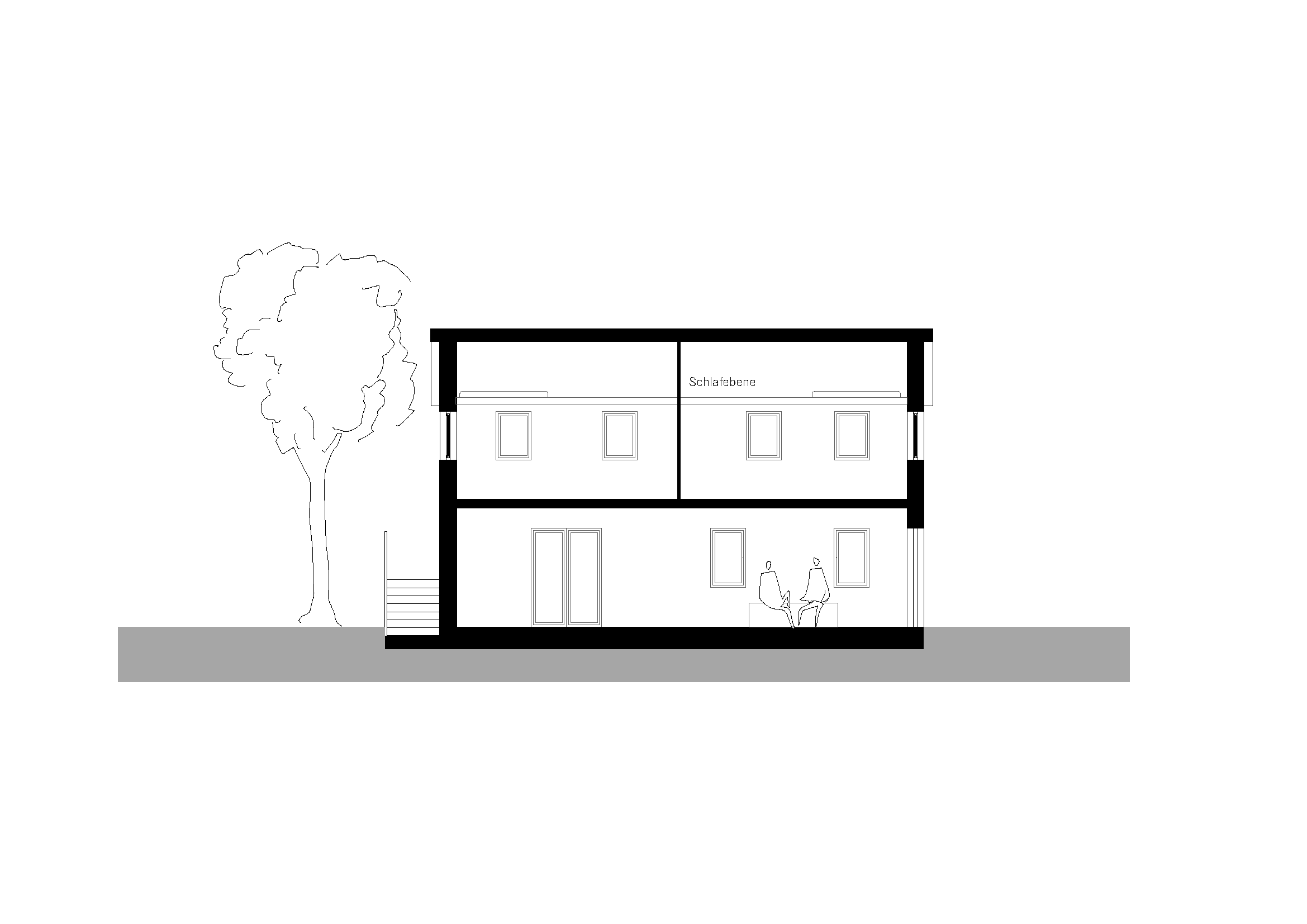 Schnitt des Blauen Hauses.